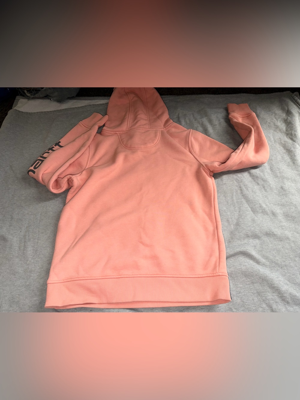 Carhartt Women’s Peach/Pink Pullover Hoodie with Logo - Picture 2 of 3